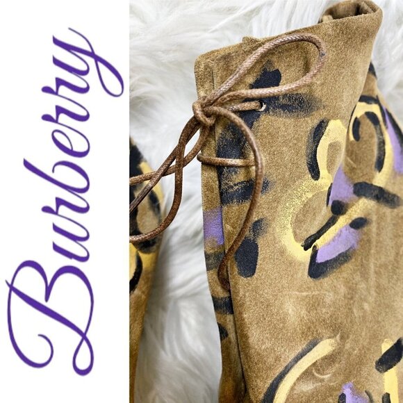 BURBERRY Suede Floral Hand Painted Peep Toe Stiletto Platform Ankle Bootie, Size - Picture 9 of 12